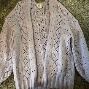 Billabong Lavender Openwork Knit Cardigan